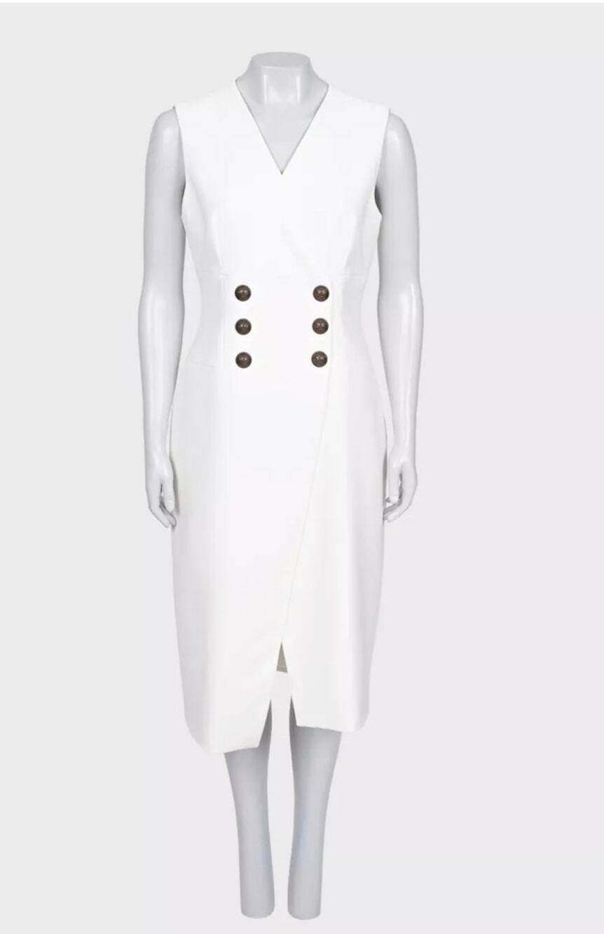 Balmain White Fitted Dress - FR 42 / XL